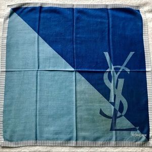 YSL mini scarf handkerchief Blue logo cotton
